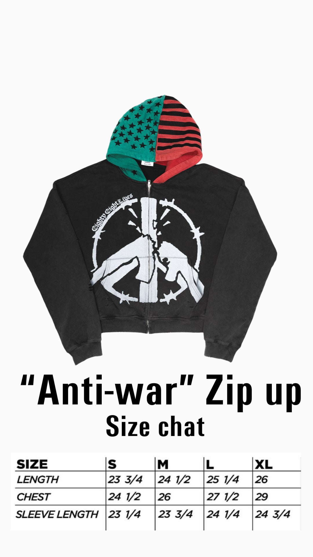 “Anti-war” Zip Up